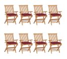 Chaises De Jardin Avec Coussins Bordeaux 8 PCs Teck Massif