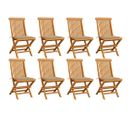 Chaises De Jardin Avec Coussins Beige 8 PCs Bois De Teck Massif