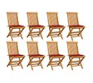 Chaises De Jardin Avec Coussins Rouge 8 PCs Bois De Teck Massif