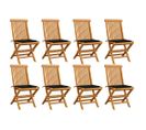 Chaises De Jardin Avec Coussins Noir 8 PCs Bois De Teck Massif