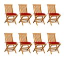 Chaises De Jardin Avec Coussins Rouge 8 PCs Bois De Teck Massif