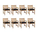 Chaises De Jardin 8 PCs Avec Coussins Noir Bois De Teck Solide