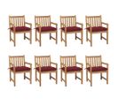 Chaises De Jardin 8 PCs Avec Coussins Bordeaux Teck Solide