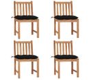 Chaises De Jardin 4 PCs Avec Coussins Bois De Teck Massif