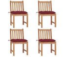 Chaises De Jardin 4 PCs Avec Coussins Bois De Teck Massif