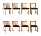 Chaises De Jardin 8 PCs Avec Coussins Bois De Teck Massif