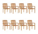 Chaises De Jardin Empilables 8 PCs Bois De Teck Solide