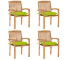 Chaises De Jardin Empilables Avec Coussins 4 PCs Teck Solide