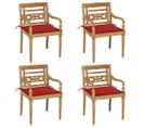 Chaises Batavia Avec Coussins 4 PCs Bois De Teck Solide