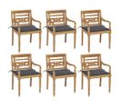 Chaises Batavia Avec Coussins 6 PCs Bois De Teck Solide