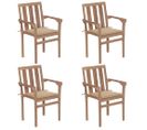 Chaises De Jardin Empilables Avec Coussins 4 PCs Teck Solide