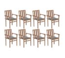 Chaises De Jardin Empilables Avec Coussins 8 PCs Teck Solide