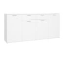 Vidaxl Buffet Avec Tiroirs Blanc 160x36x75 Cm Aggloméré Armoire Latérale Meuble De Rangement