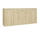 Vidaxl Buffet Avec Tiroirs Chêne Sonoma 160x36x75 Cm Aggloméré Armoire Latérale Meuble De Rangement