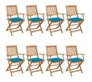 Chaises Pliables De Jardin 8 PCs Avec Coussins Bois D'acacia