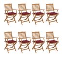 Chaises Pliables De Jardin 8 PCs Avec Coussins Bois D'acacia