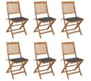 Chaises Pliables De Jardin 6 PCs Avec Coussins Bois D'acacia