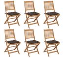 Chaises Pliables De Jardin 6 PCs Avec Coussins Bois D'acacia