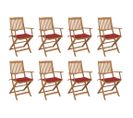 Chaises Pliables D'extérieur Avec Coussins 8 PCs Bois D'acacia