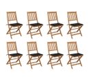 Chaises Pliables D'extérieur Avec Coussins 8 PCs Bois D'acacia