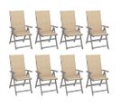 Chaises Inclinables De Jardin Et Coussins Lot De 8 Bois Acacia