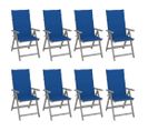 Chaises Inclinables De Jardin Et Coussins Lot De 8 Bois Acacia