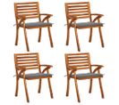 Chaises De Jardin Avec Coussins 4 PCs Bois De Teck Solide