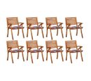 Chaises De Jardin Avec Coussins 8 PCs Bois D'acacia Solide