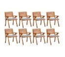 Chaises De Jardin Avec Coussins 8 PCs Bois D'acacia Solide