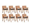 Chaises De Jardin Avec Coussins 8 PCs Bois D'acacia Solide