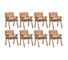 Chaises De Jardin Avec Coussins 8 PCs Bois D'acacia Solide