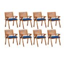 Chaises De Jardin Avec Coussins 8 PCs Bois D'acacia Solide