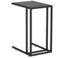 Table D'appoint Ordinateur Marbre Noir 50x35x65 Cm Verre Trempé