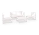 Salon De Jardin 5 PCs Blanc Bois De Pin Massif