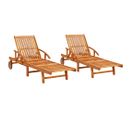 Chaises Longues 2 Pièces Bois D'acacia Solide