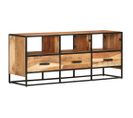 Meuble TV 110x30x45 Cm Bois D'acacia Massif