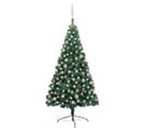 Demi-arbre De Noël Artificiel Avec LED Et Boules Vert 180 Cm