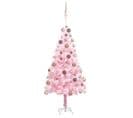 Arbre De Noël Artificiel Avec LED Et Boules Rose 120 Cm Pvc