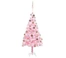 Arbre De Noël Artificiel Pré-éclairé Et Boules Rose 180 Cm Pvc