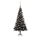 Arbre De Noël Artificiel Pré-éclairé Et Boules Noir 180 Cm Pvc