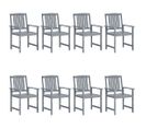 Chaises de jardin lot de 8 Bois massif d'acacia Gris