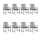 Chaises De Jardin Avec Coussins 8 PCs Bois D'acacia Solide Gris