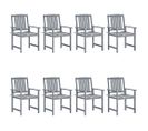 Chaises De Jardin Avec Coussins 8 PCs Bois D'acacia Solide Gris