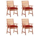 Chaises À Dîner D'extérieur 4 PCs Avec Coussins Acacia Massif