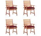 Chaises À Dîner D'extérieur 4 PCs Avec Coussins Acacia Massif