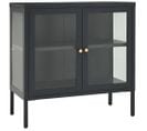 Buffet Anthracite 70x35x70 Cm Acier Et Verre