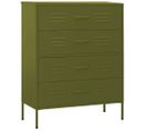 Commode Vert Olive 80x35x101,5 Cm Acier