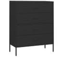 Commode Noir 80x35x101,5 Cm Acier