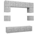 Ensemble De Meuble TV 8 PCs Gris Béton Aggloméré