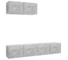 Meubles TV 3 PCs Gris Béton Aggloméré